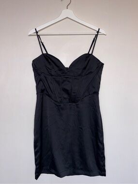 Dynamite Black Satin Corset Mini Dress